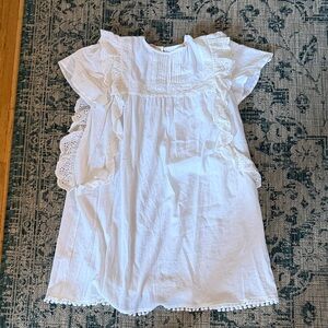 Mazik san Pedro White Eyelet Ruffle Dress cotton M/ L